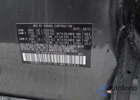 2025 Subaru Outback Onyx Edition z USA, uszkodzony, nr VIN 4S4BTALC3S3264337